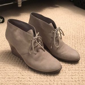 Cole Haan suede wedge booties. EUC